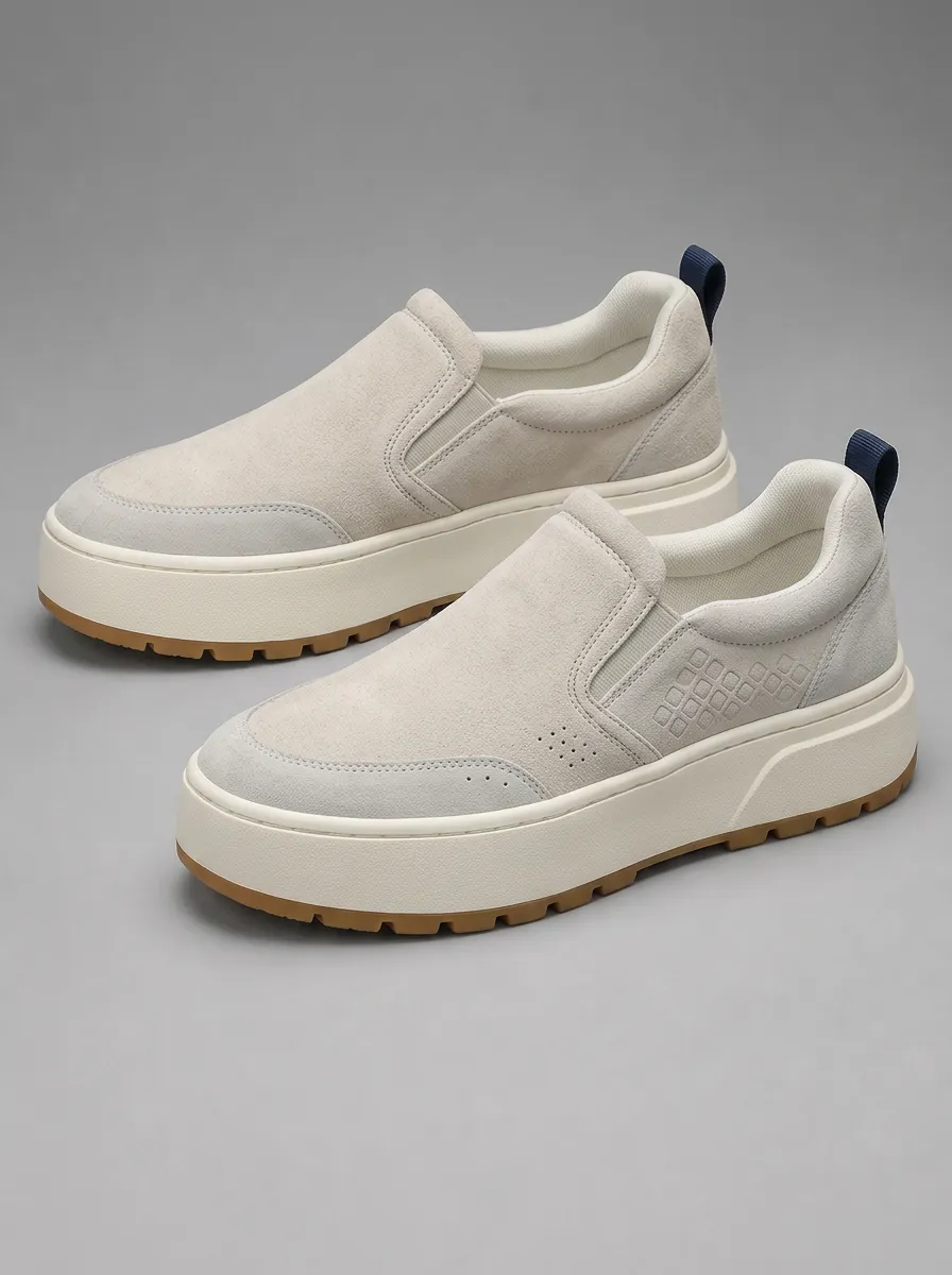 Men's Casual Minimalist Suede Platform Slip-on Shoes