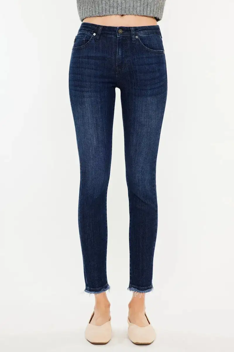 High Waist Raw Hem Denim Jeans