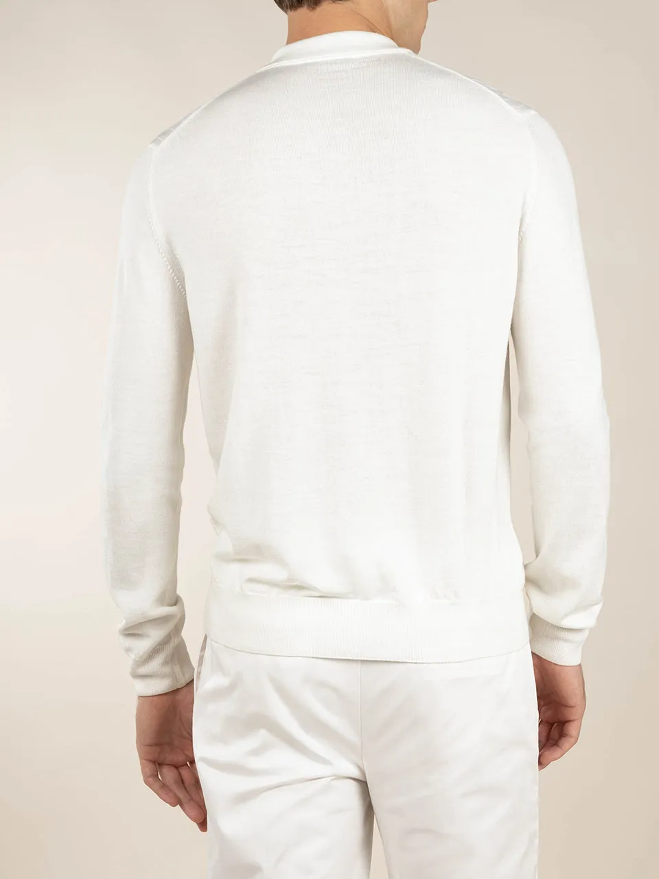 Extrafine Merino Merino Wool Zip Front Ribbed Slim Fit Profile Polo Shirt