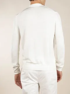 Extrafine Merino Merino Wool Zip Front Ribbed Slim Fit Profile Polo Shirt