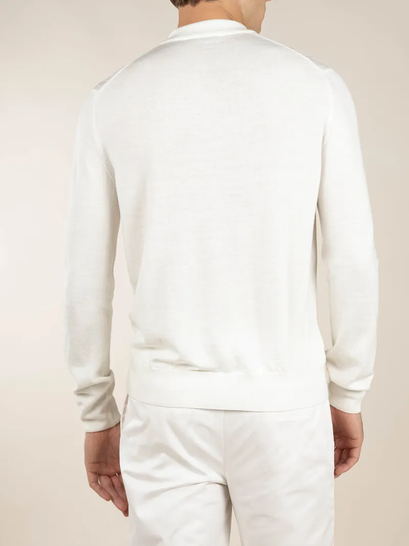 Extrafine Merino Merino Wool Zip Front Ribbed Slim Fit Profile Polo Shirt