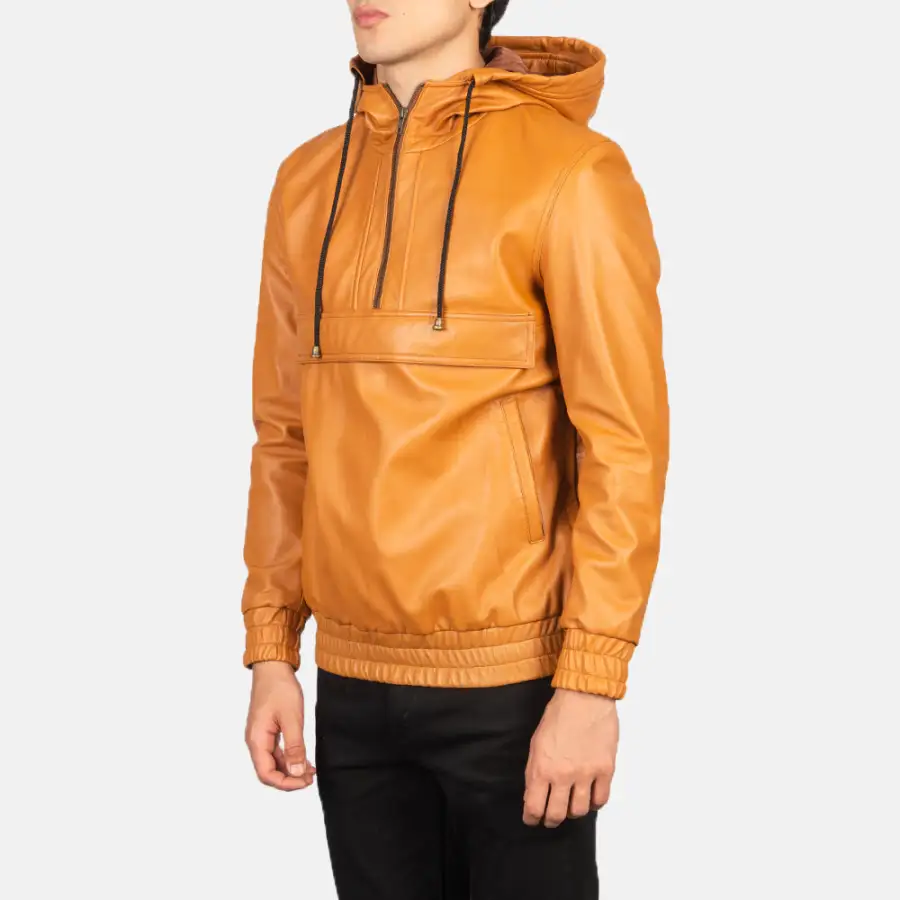 Men's Rugged Hooded Leather Jacket