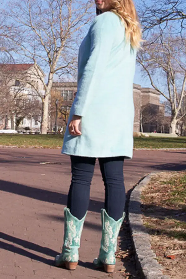Green Tribal Embroidery Block-Heel Boots