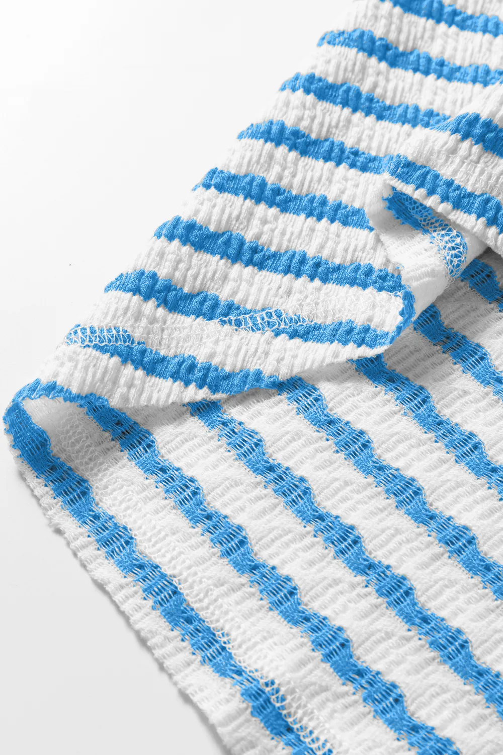 Blue Stripe Textured Short Sleeve Tee