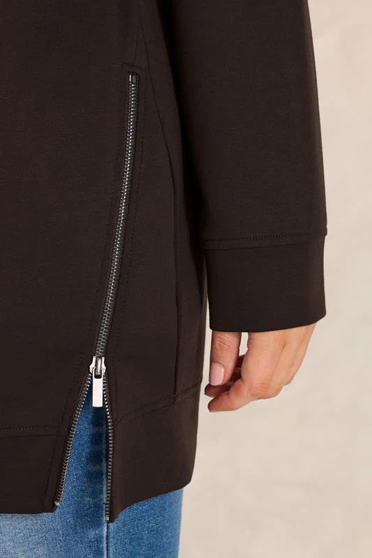 Chocolate Brown Luxe Zip Detail Sweatshirt detail 3