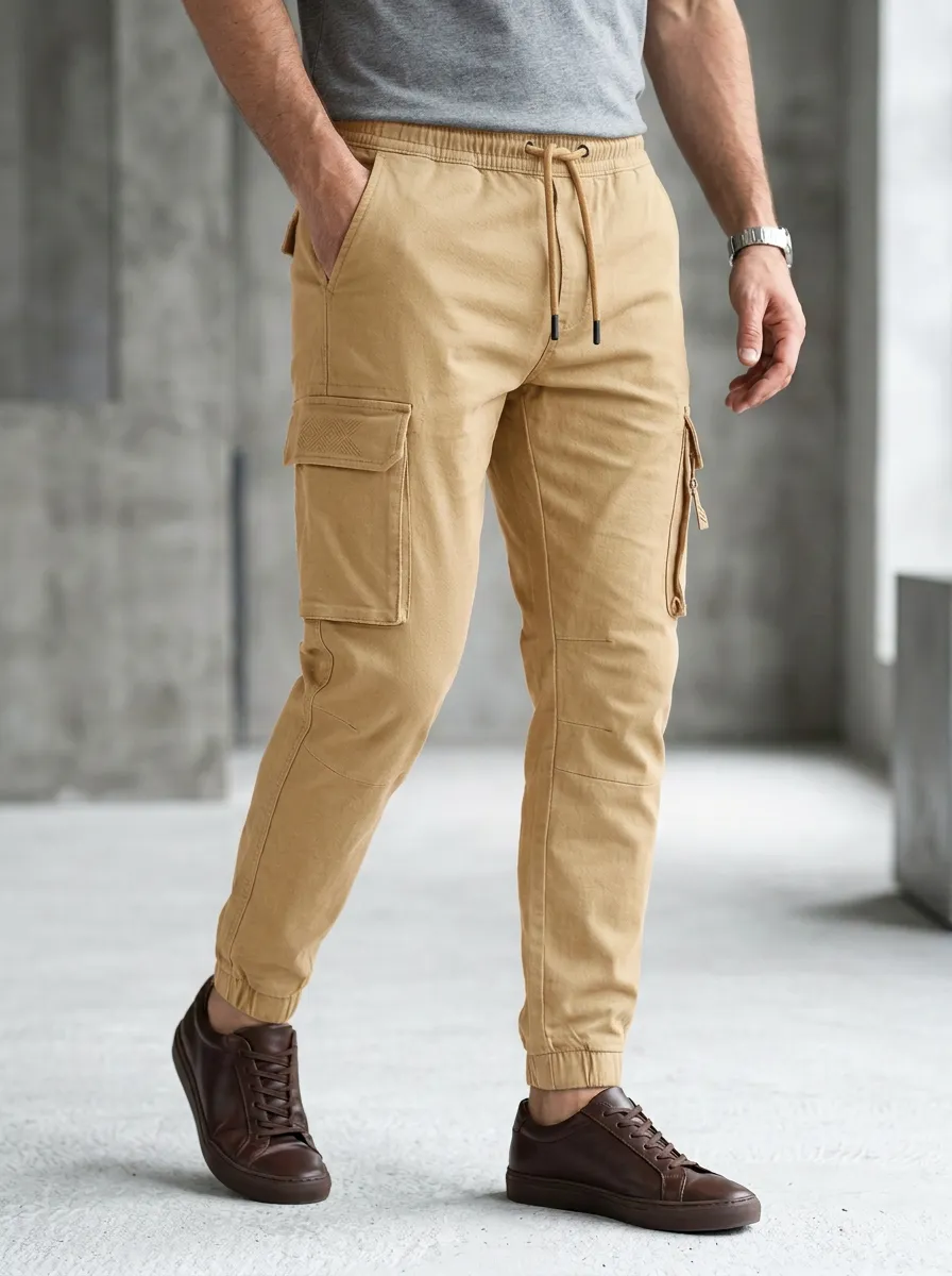 Active Graphic Print Look Men's Cargo Jogger Pants