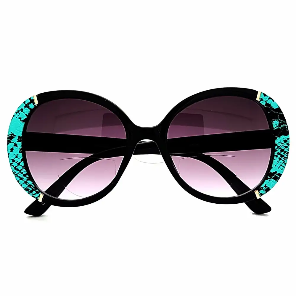 Women's Large Snake Print Round Bifocal Reading Sunglasses