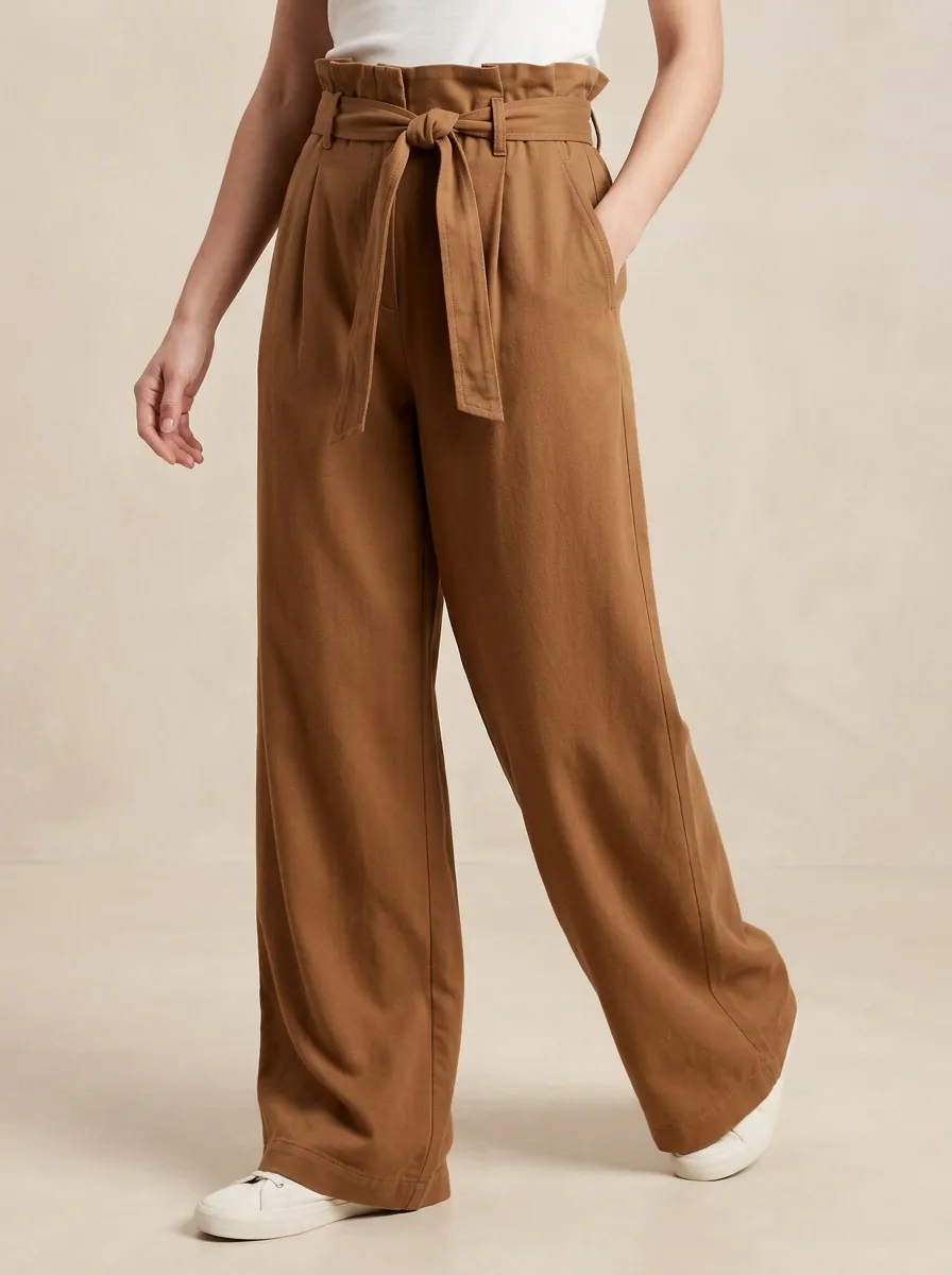 Wide-Leg Tie-Waist Casual Wide Leg Pants