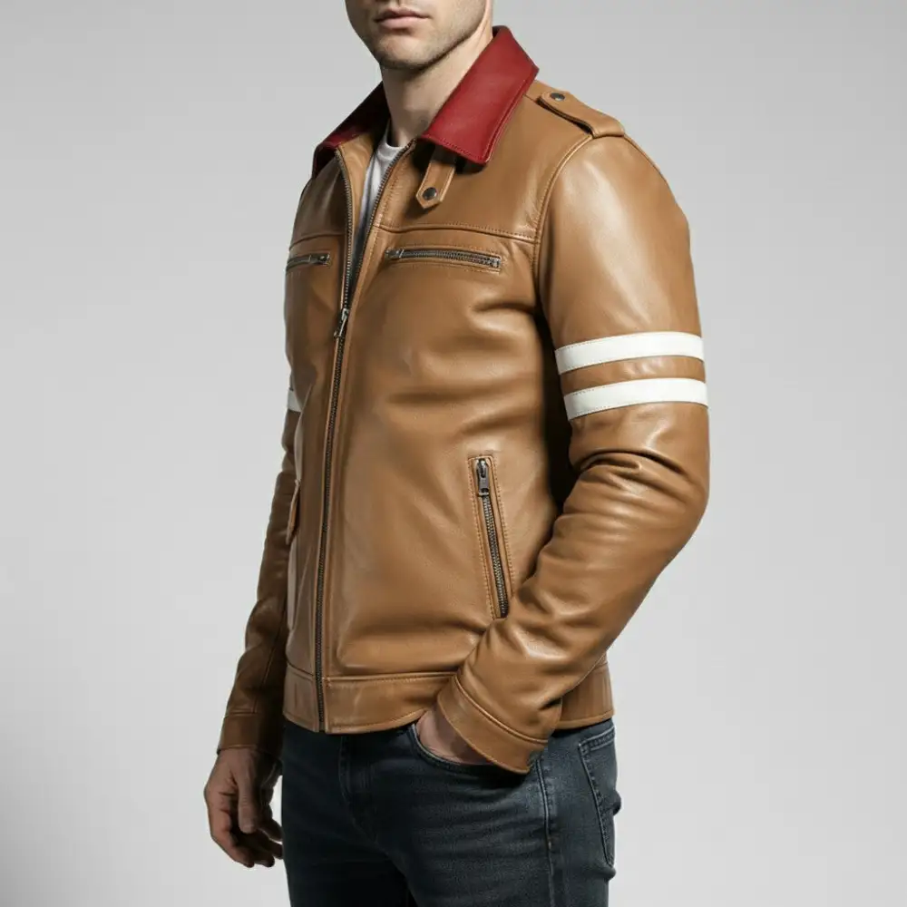 Leather Biker Embroidered Jacket
