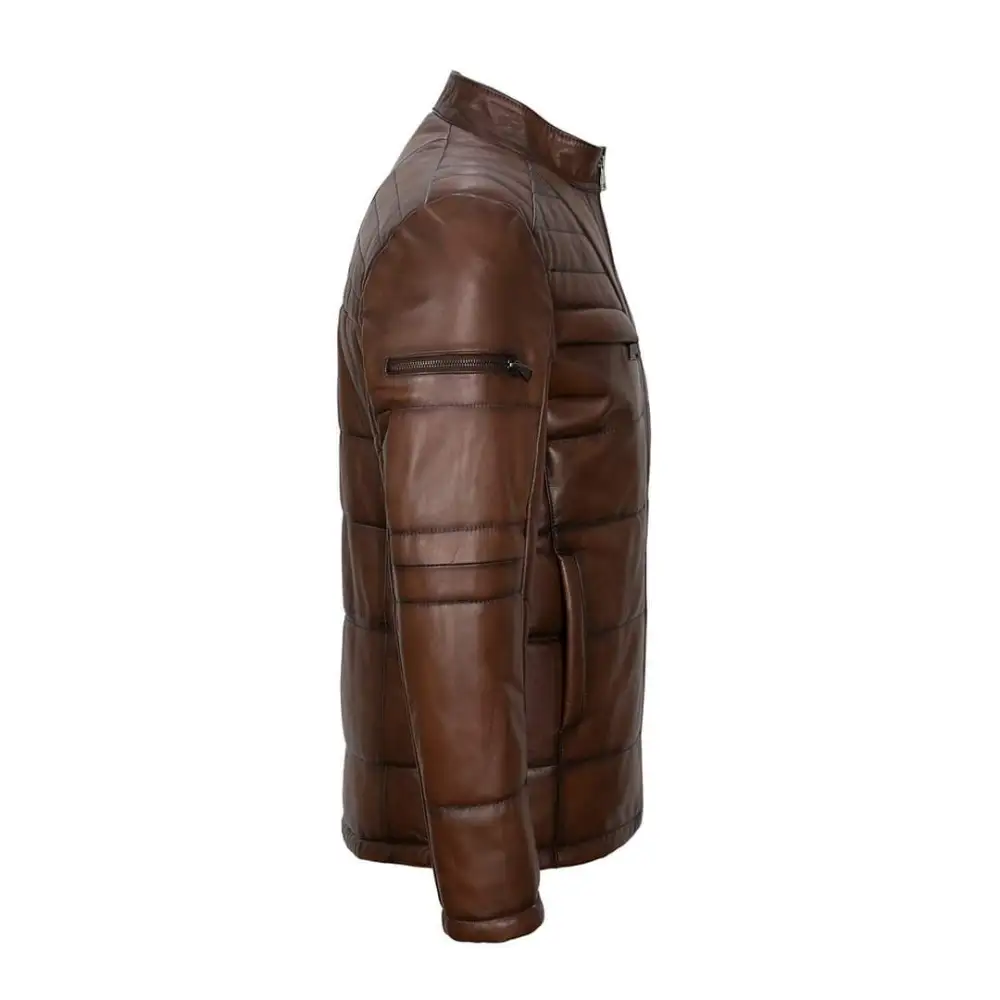 Refined Leather Biker Motorcycle Quilted Jacket