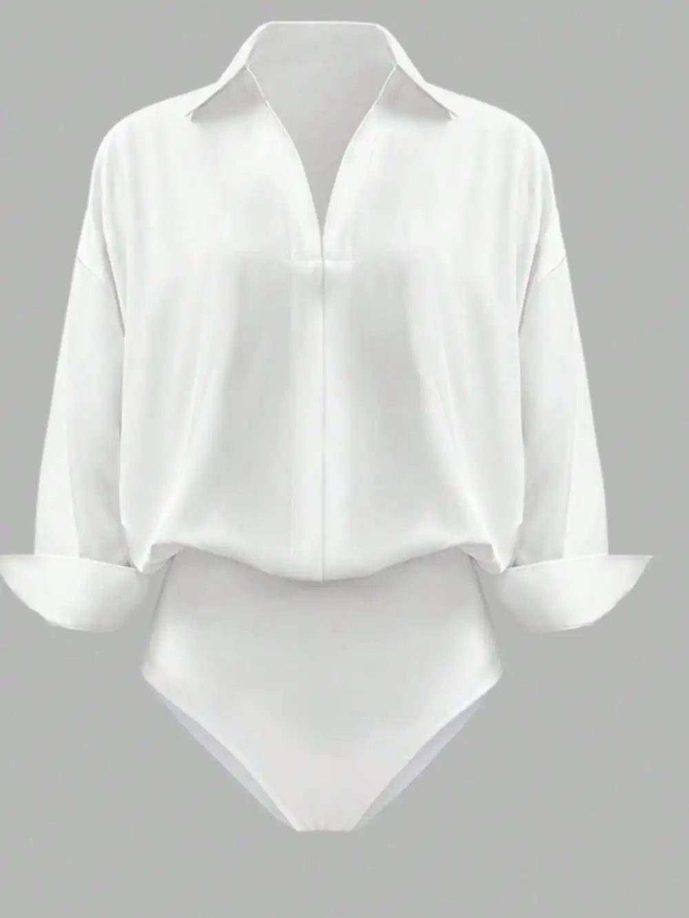 Button Down Long Sleeve Bodysuit Shirt