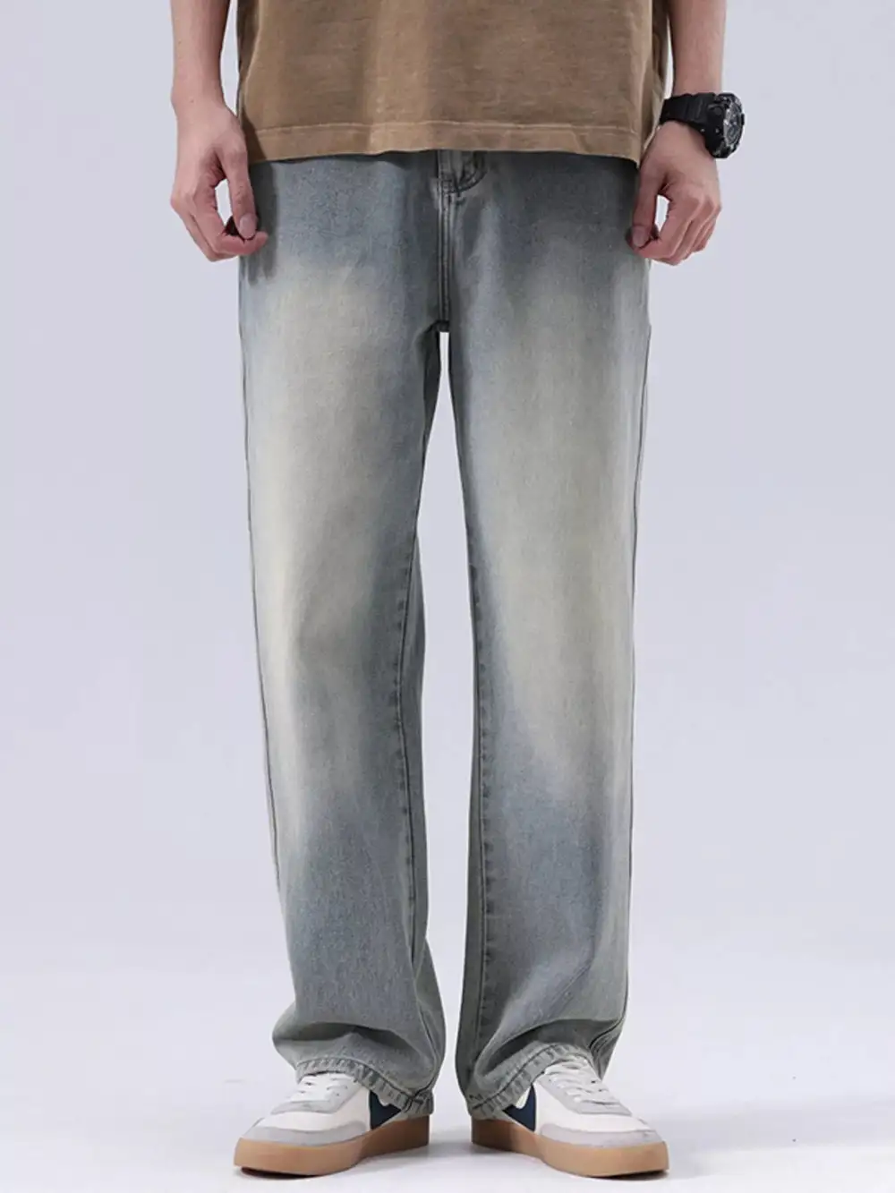 Men’s Plus Size Vintage Wash Loose Jeans