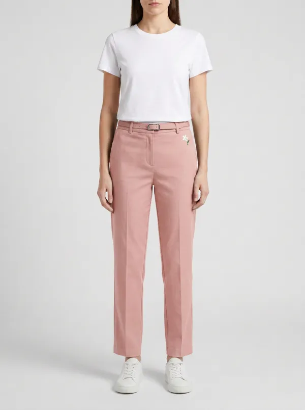 Women's Minimalist Floral Small Flower Printed Mid-Rise Straight Pants