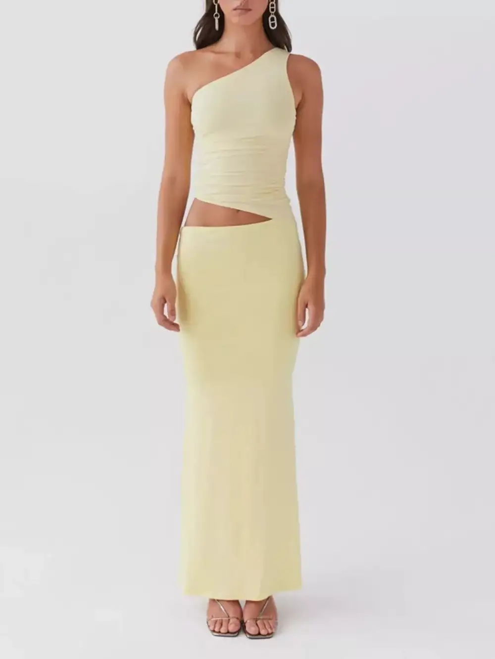 One Shoulder Top and Maxi Skirt Set