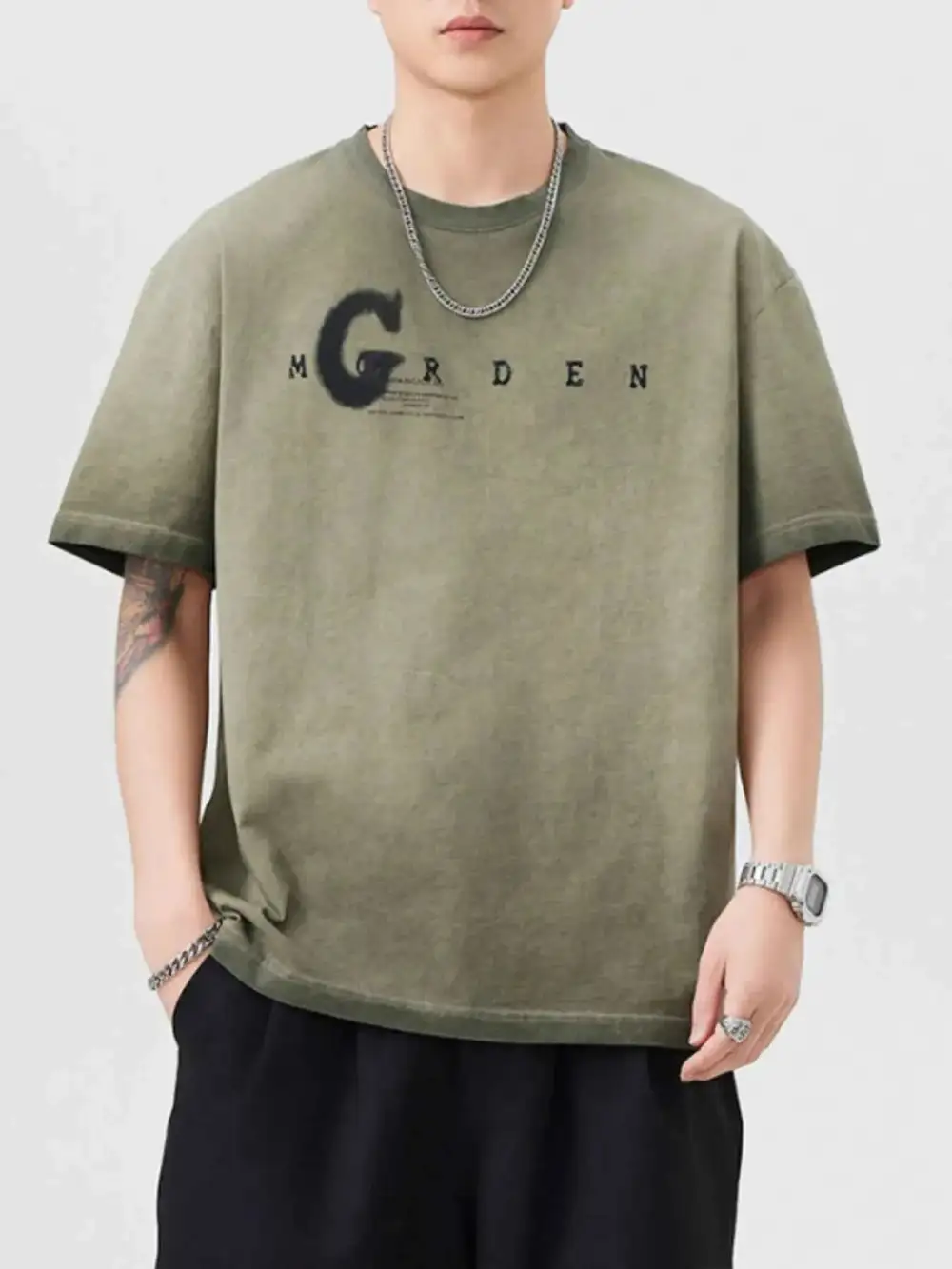 Soft Touch Letter Round Neck Short Sleeve T-Shirt