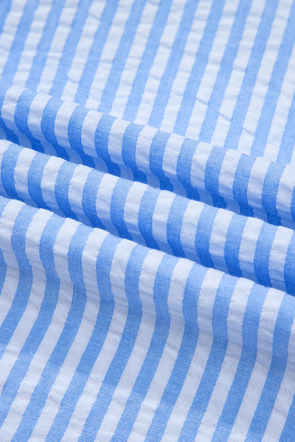 Sky Blue Striped Print Contrast Blouse
