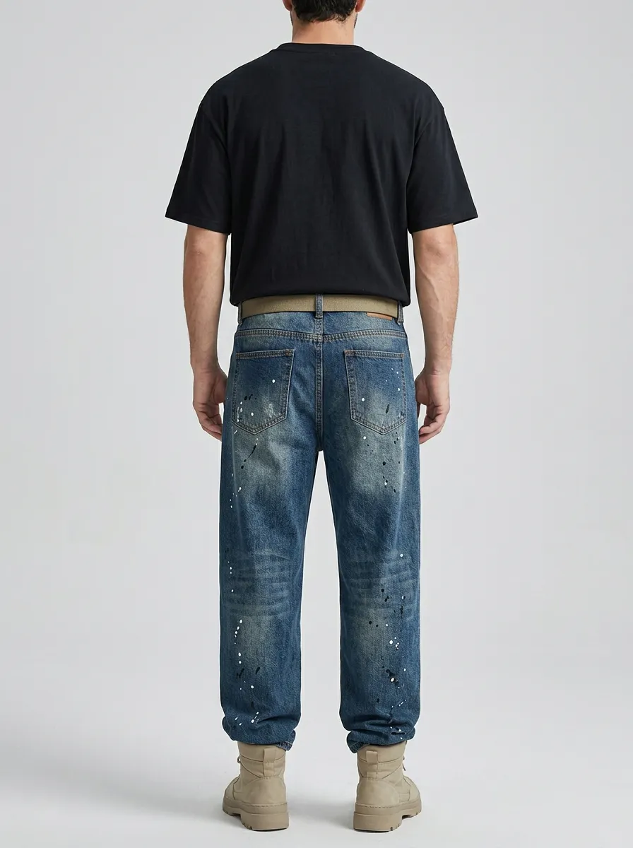 Men's Streetwear Star Paint Splatter Jeans
