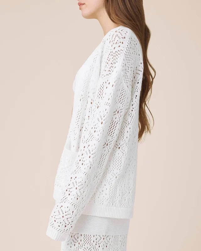 Airy Crochet Open Cardigan