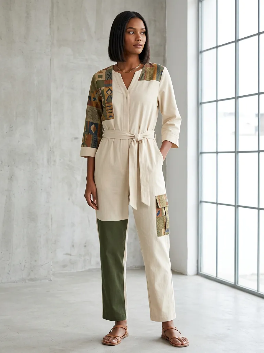 Women's Ethnic Geometric Patchwork Graphic Jumpsuit