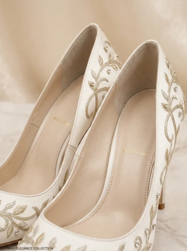 Rhinestone Embroidered Bridal Women's Formal High Heels