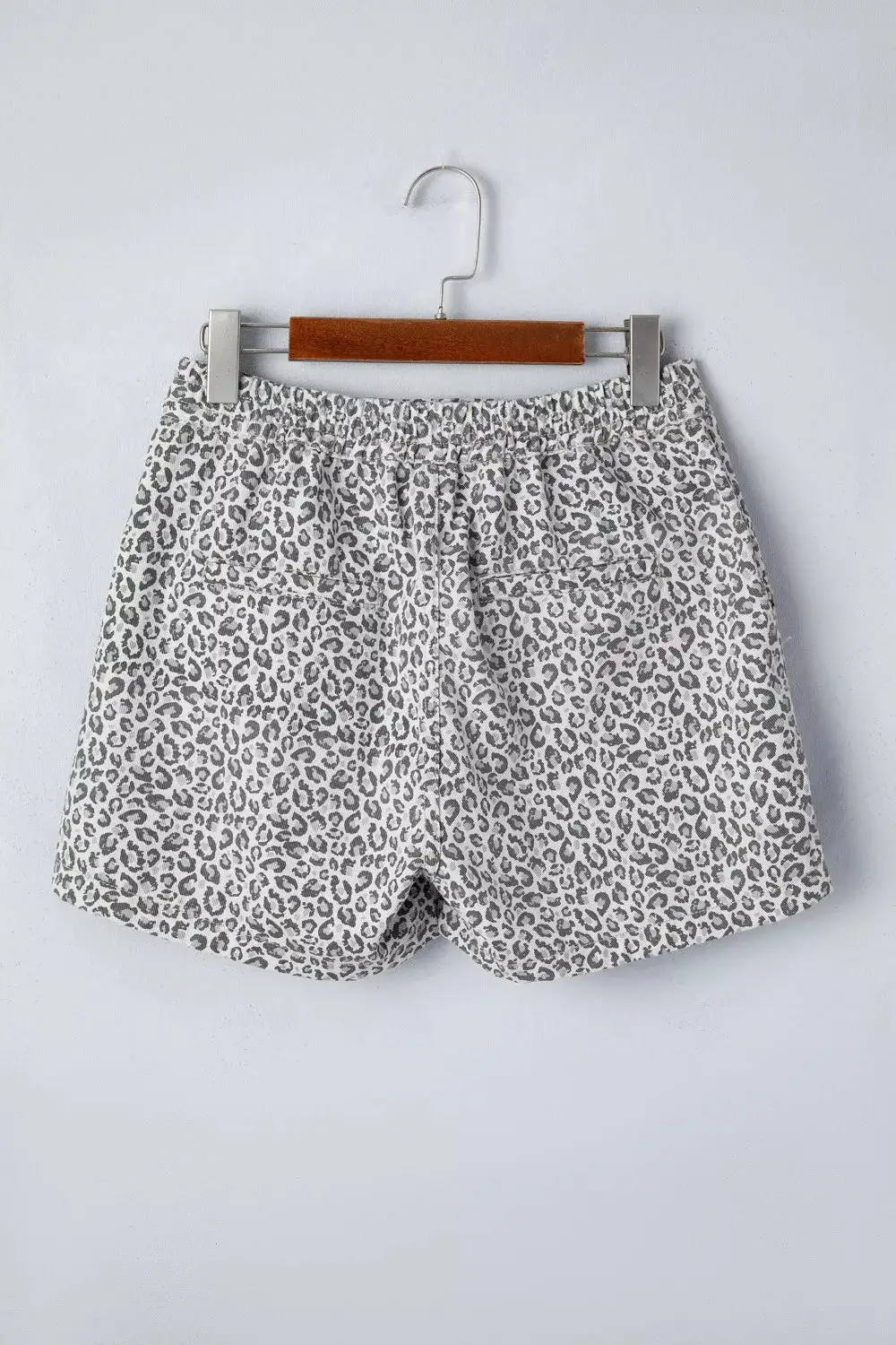 Leopard Print Elastic Waist Denim Shorts