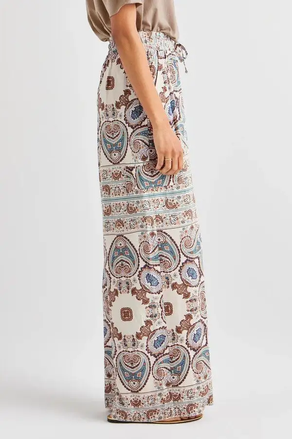 Women's Paisley Print High Waist Wide Leg Pants