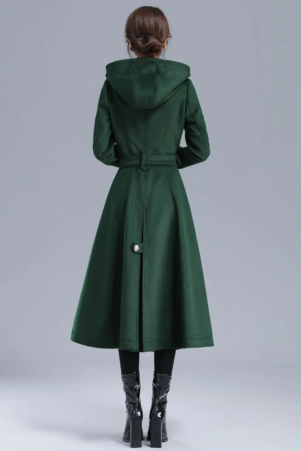 Wool Trench Hooded Double Breasted Pocketed Coat
