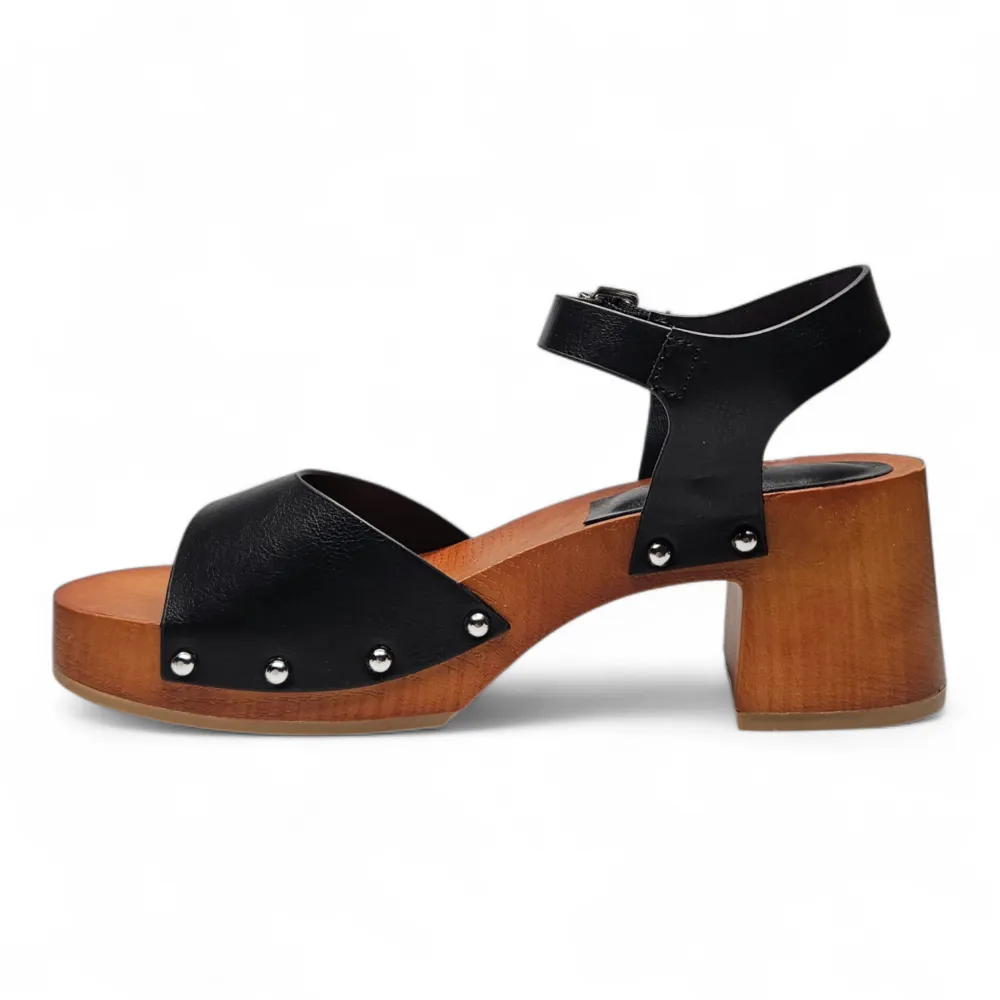 Del Mar Wooden Platform Buckle Heel Sandal