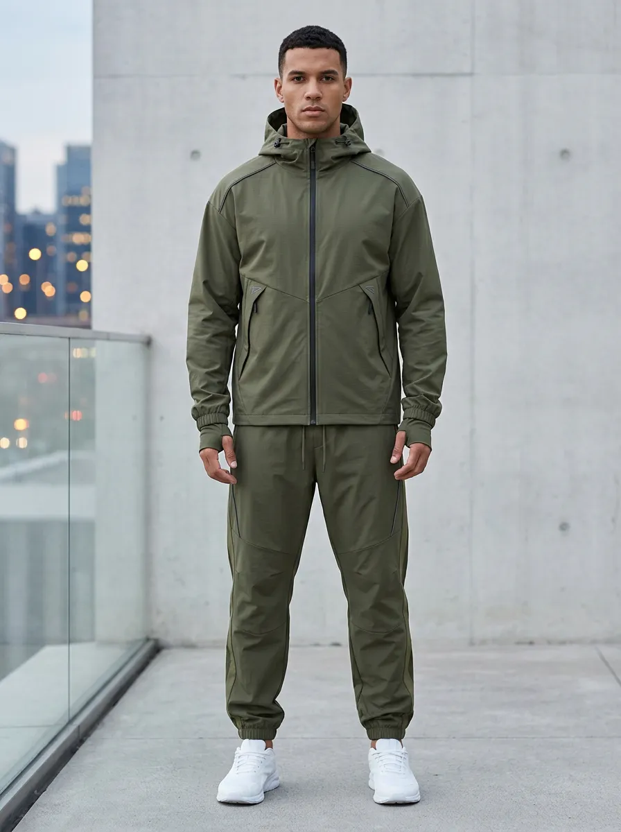 Hooded Tactical-Inspired Techwear-Inspired Unisex Zip Hoodie Tracksuit Set