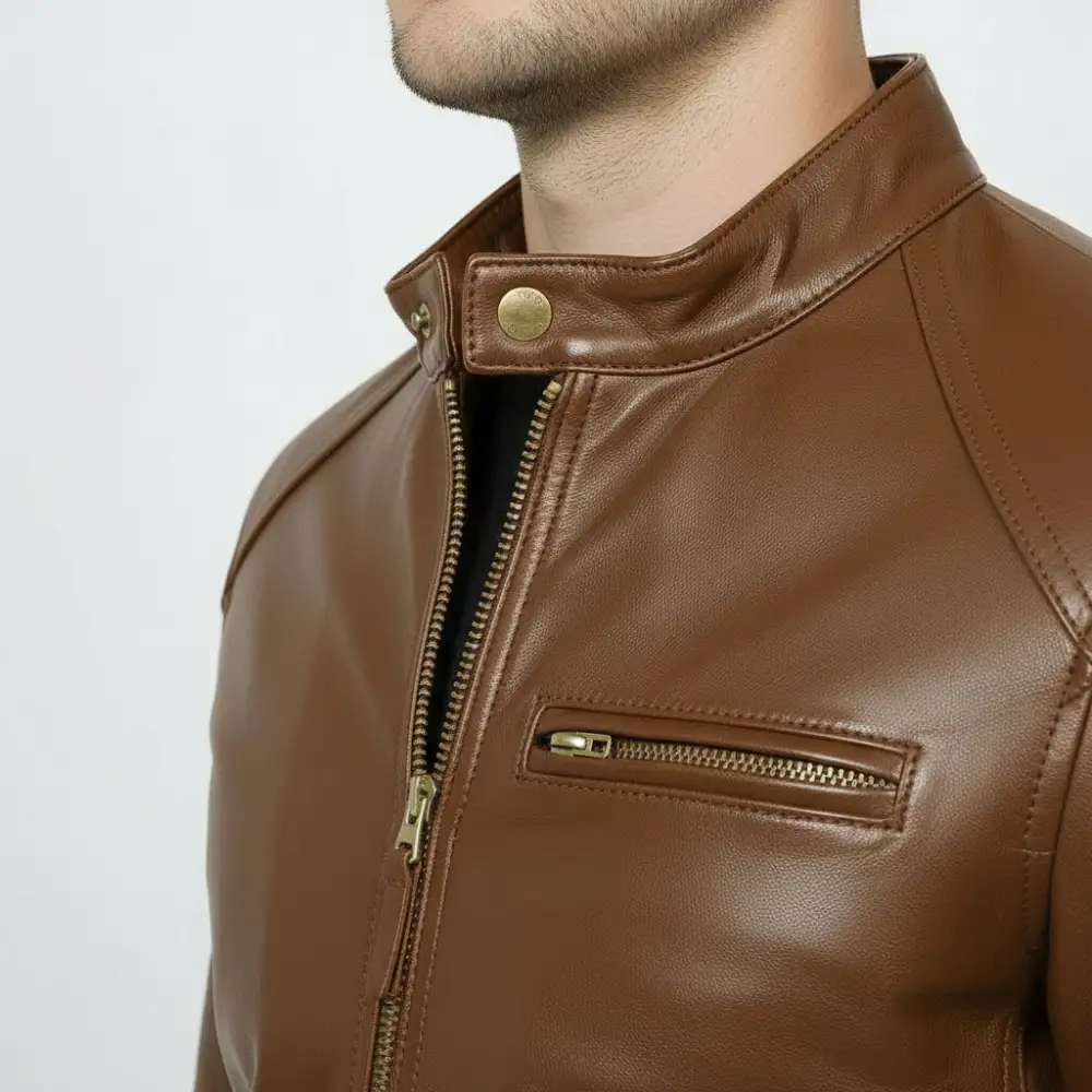 Leather Biker Motorcycle Multi Pocket Jacket