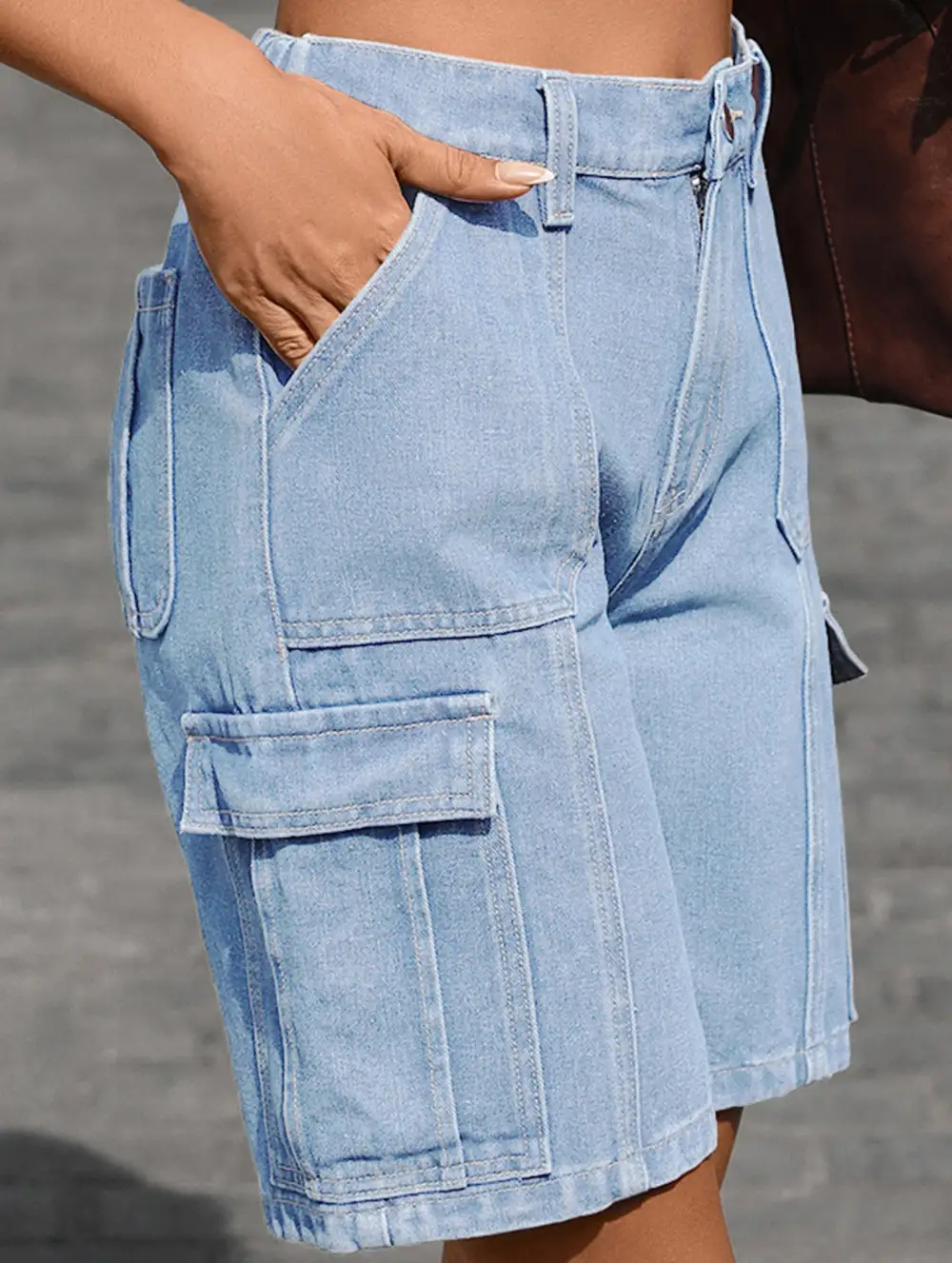 Casual Multi-Pocket Denim Shorts