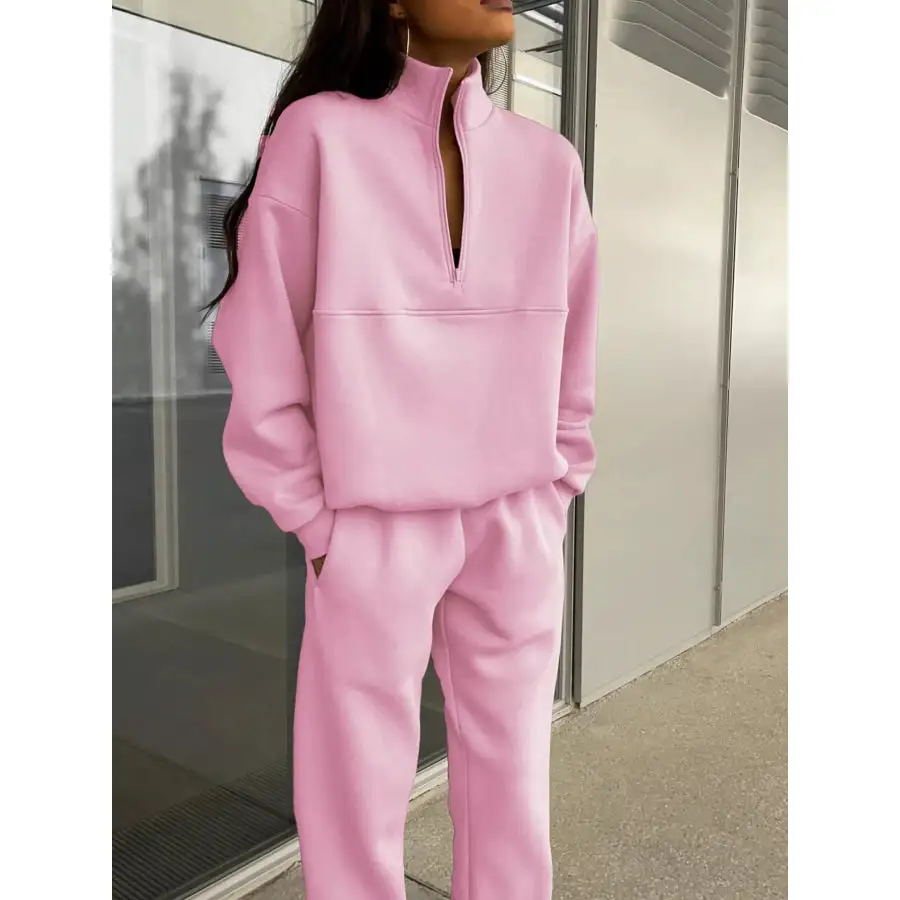 Half Zip Sweatshirt and Pants Set