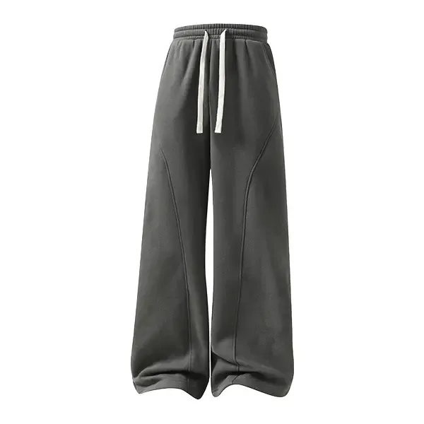 Men's solid-color drawstring trousers with curved hems—casual and comfortable, featuring a relaxed fit suitable for all seasons.