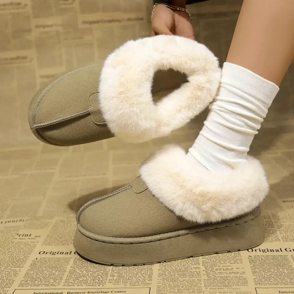 Fuzzy Trim Platform Boots