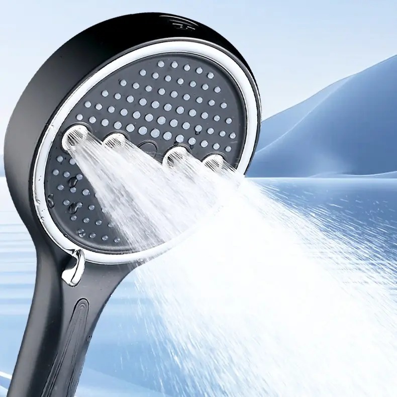 Close-up showing water flow from the shower head