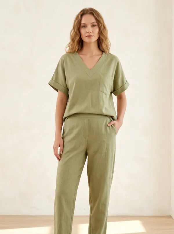 Easy-Wear Women's V-Neck Casual Lounge Set