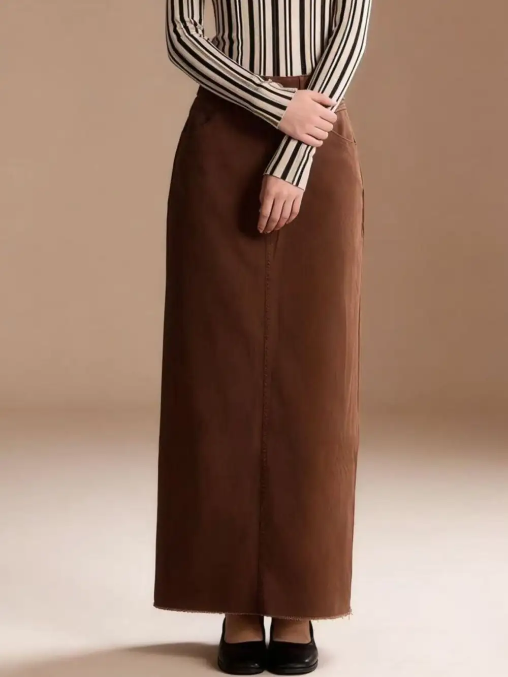 Raw Hem Maxi Skirt