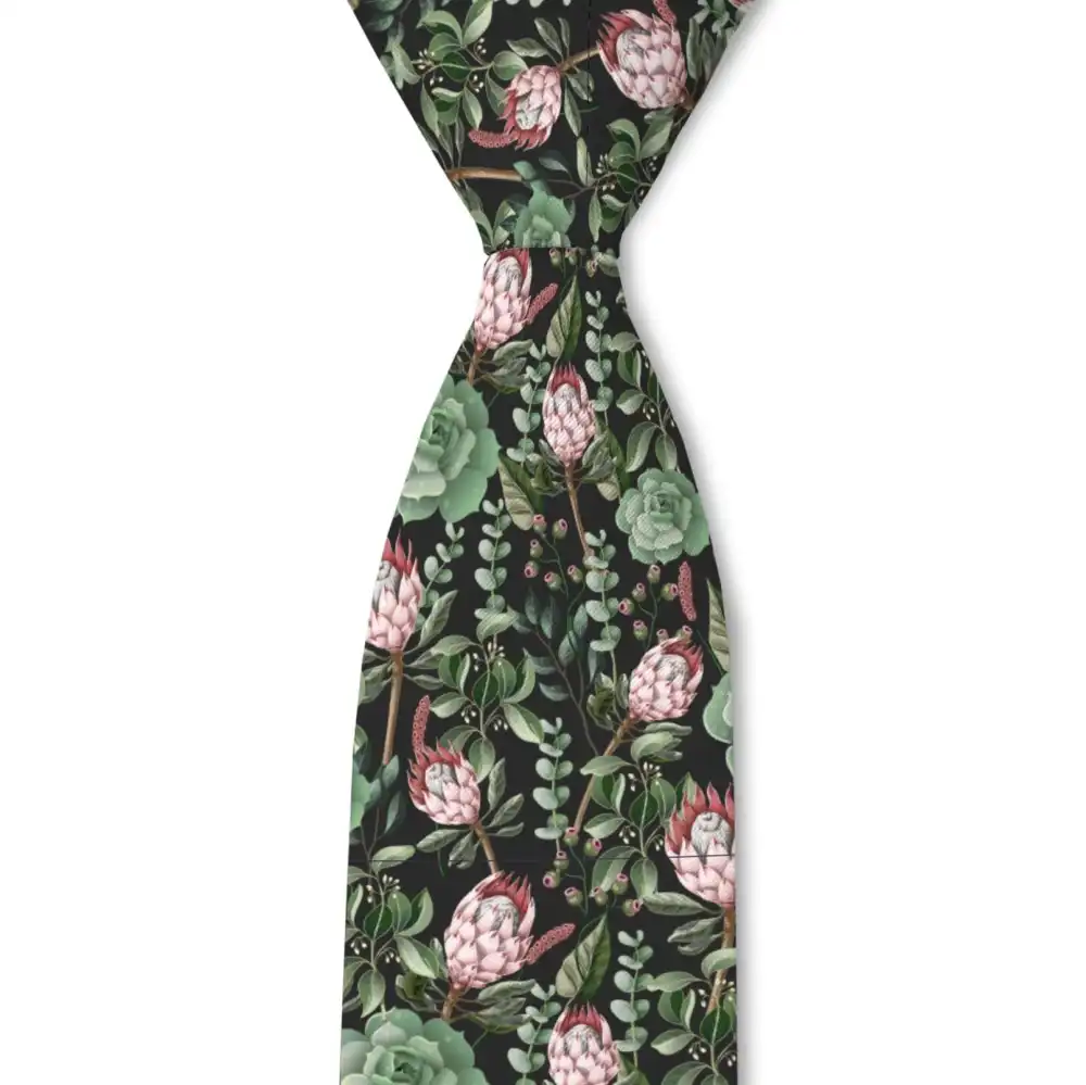 Refined Succulent Botanical Pattern Necktie