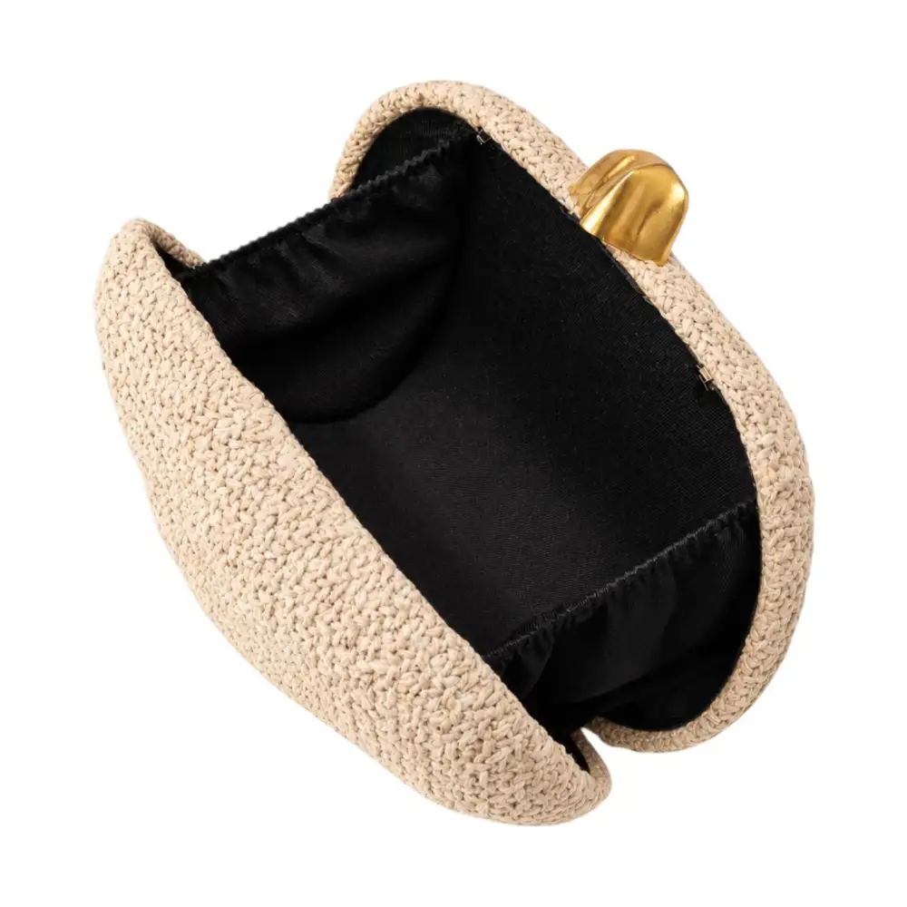 Twist Straw Clutch Crossbody Bag - Khaki