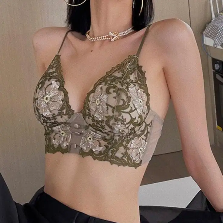 Floral Button Detail Lingerie Set