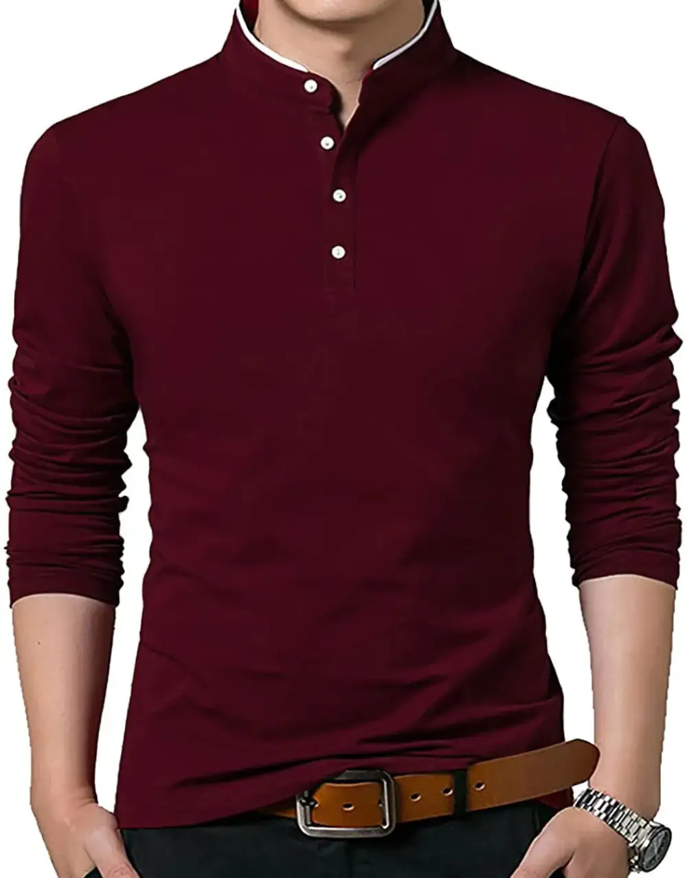 Refined Mandarin Collar Grandad Collar Polo Collar Polo Shirt