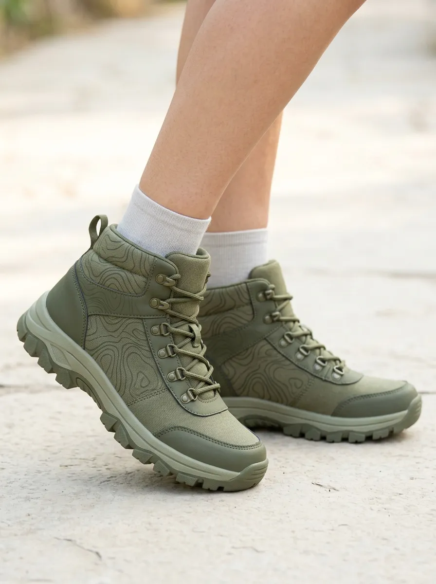 Horizon Topographic Canvas Hiking Boots