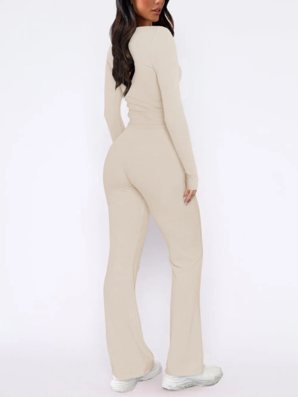 V-Neck Long Sleeve Top And Pants Set