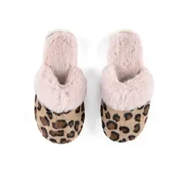 Leopard Print Fuzzy Women's Casual Slippers