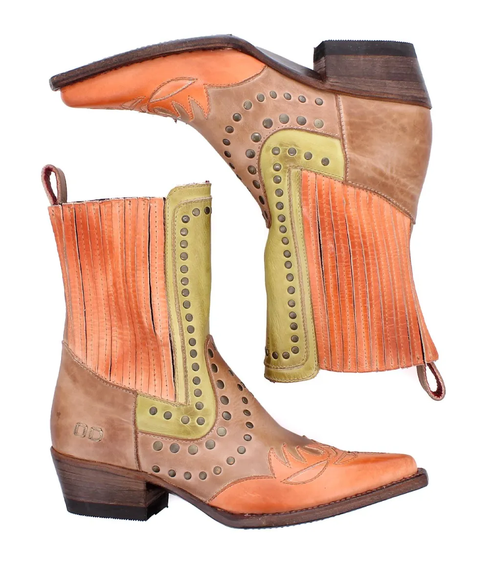 Studded Color-Block Western Boots