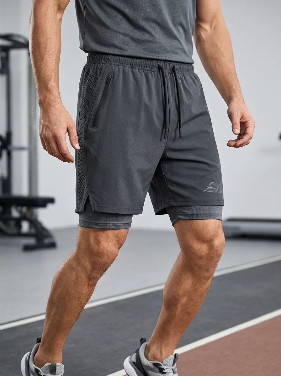Performance-Inspired Mesh Look Men's Sports Shorts