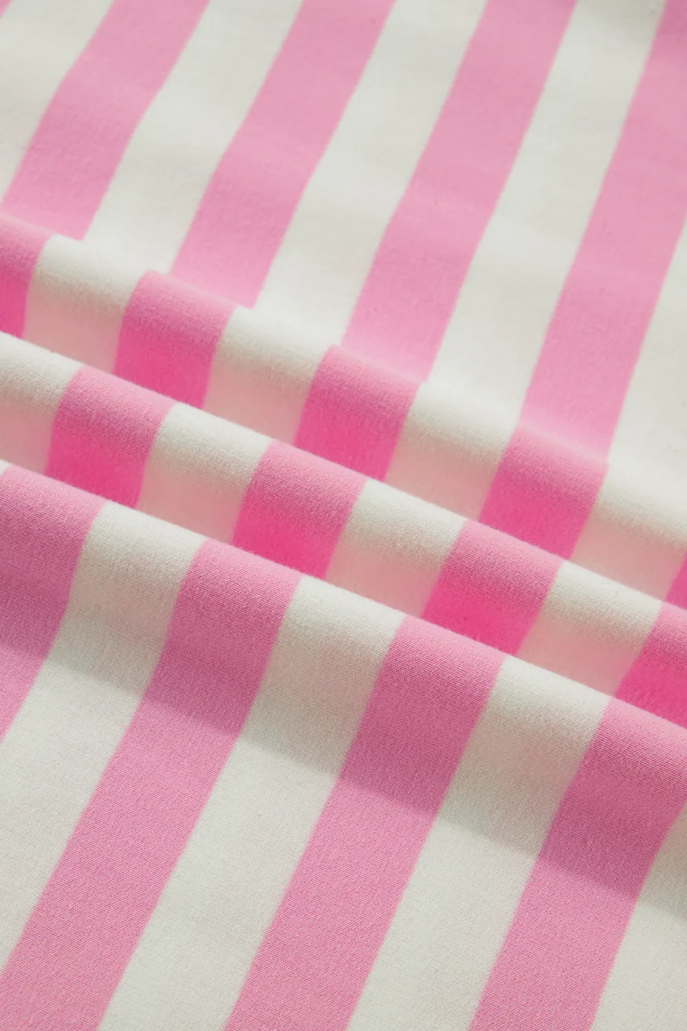 Pink Stripe Collar V Neck Blouse