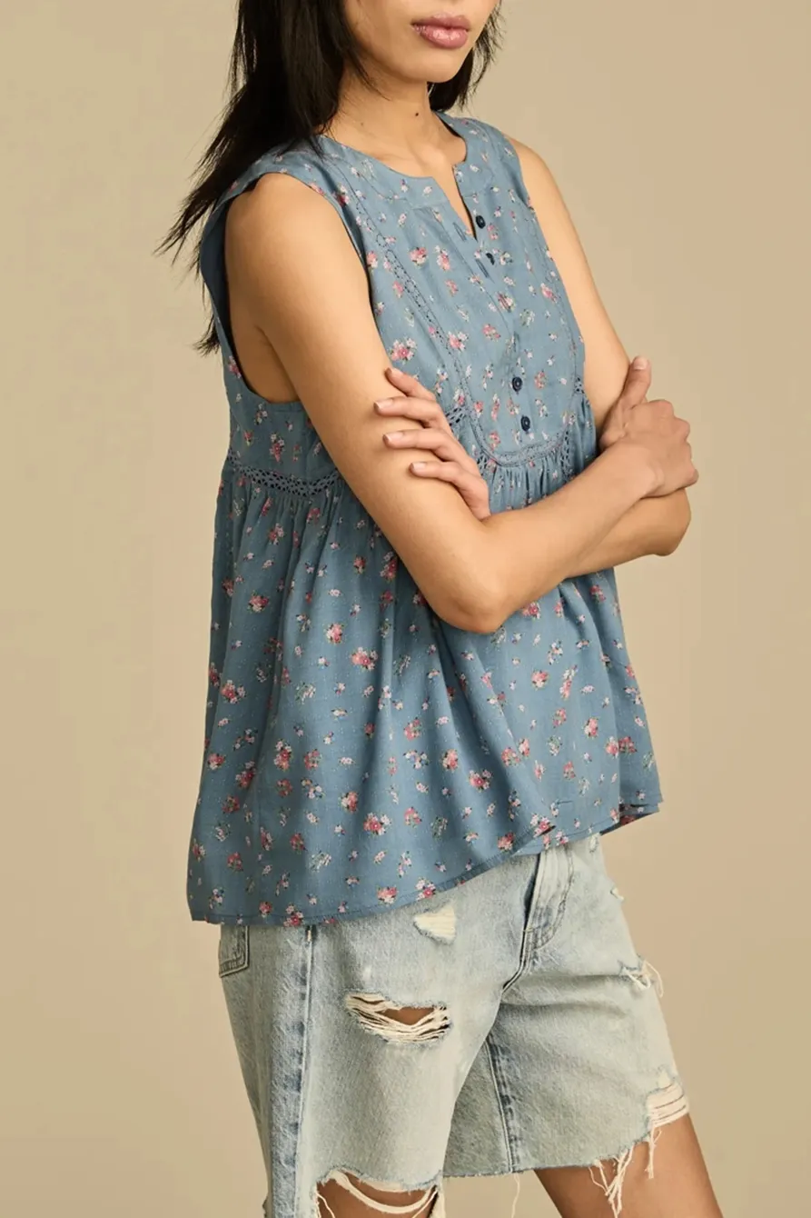 Blue V-Neck Sleevless Shirt