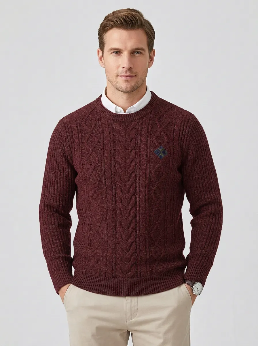 Men's Charcoal Graphic Embroidered Knit Sweater