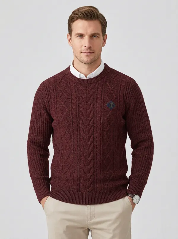 Men's Charcoal Graphic Embroidered Knit Sweater